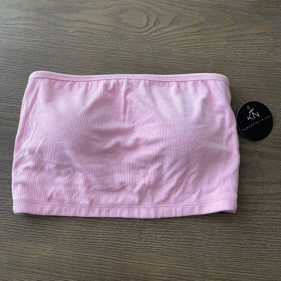 Klassy Network Ribbed Tube Top Brami (Crop) - Pink, Size Small - Picture 2 of 2